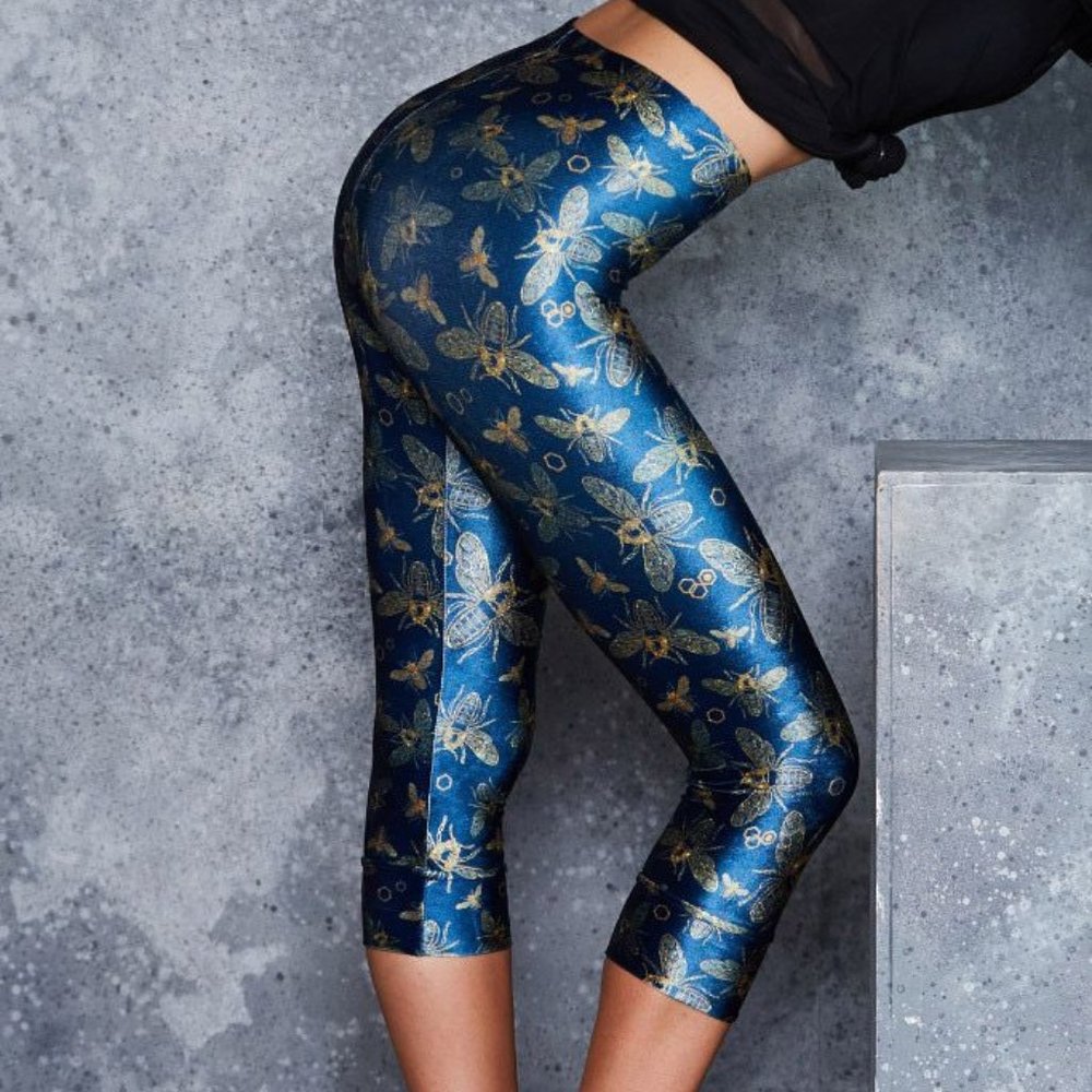Blackmilk Bee Kind velvet cropped leggings